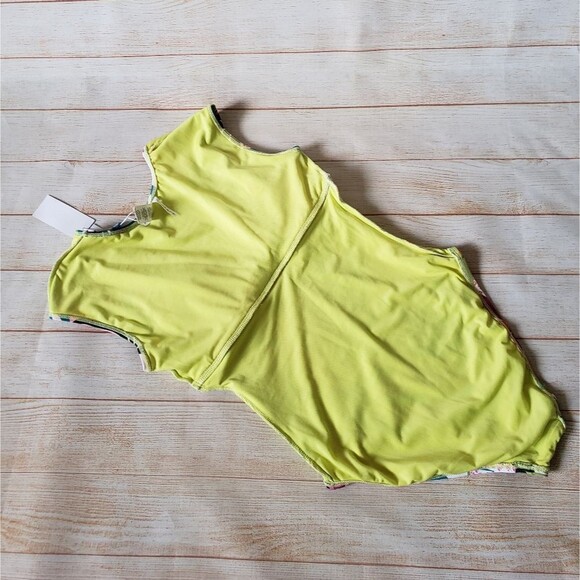 Bleu Rod Beattie Wild At Heart Cap Sleeve Plunge Neck Colorful Tropical Swimsuit - Picture 9 of 12